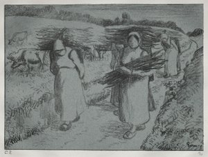 Chłopi niosący pedały autorstwa Camille Pissarro