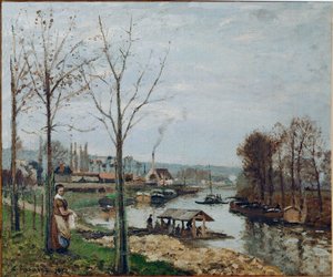 Port-Marly, myjnia (olej na płótnie) autorstwa Camille Pissarro