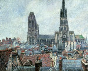 Dachy starego Rouen: Szara pogoda (Katedra) autorstwa Camille Pissarro