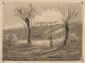 Zachodzące słońce autorstwa Camille Pissarro