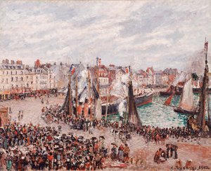 Targ rybny, Dieppe: Szara pogoda, rano autorstwa Camille Pissarro