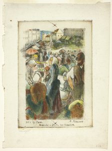Rynek w Gisors; Rue Cappeville autorstwa Camille Pissarro