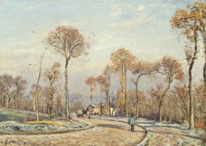 Droga do Wersalu, Louveciennes: poranny mróz autorstwa Camille Jacob Pissarro