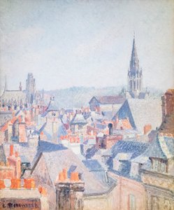 Dachy starego Rouen, światło słoneczne autorstwa Camille Pissarro