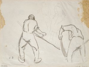 Trzy badania męskiego kombajnu z lat 70. XIX wieku autorstwa Camille Pissarro