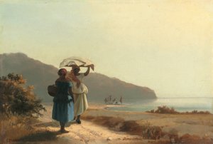Dwie kobiety rozmawiające nad morzem, St. Thomas autorstwa Camille Pissarro