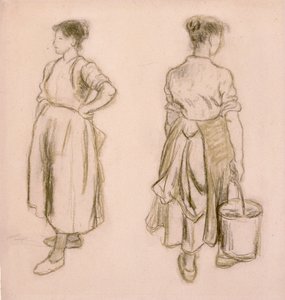 „Dwa studia dziewczynki”, 1890 autorstwa Camille Pissarro
