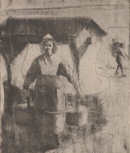 Kobieta przy studni, 1891. autorstwa Camille Pissarro