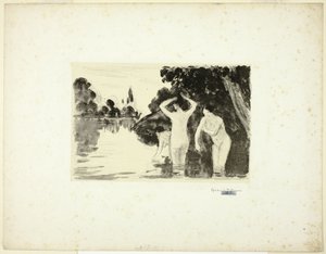 Kąpiel kobiet: dzień autorstwa Camille Pissarro