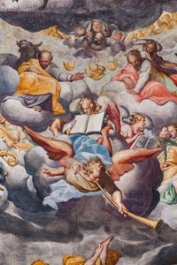 Anioły grające muzykę, fragment Sądu Ostatecznego (fresk) autorstwa Camillo Procaccini