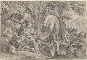 Reszta w ucieczce do Egiptu autorstwa Camillo Procaccini