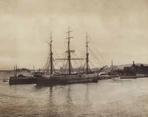 Port w Hochelaga, starodawny szkuner wciąż w eksploatacji (zdjęcie czarno-białe) autorstwa Canadian Photographer