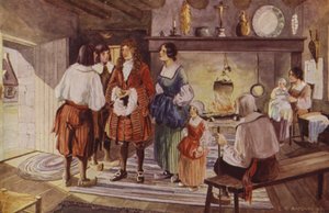 Wizyta Intendenta (kolorowa litografia) autorstwa Canadian School