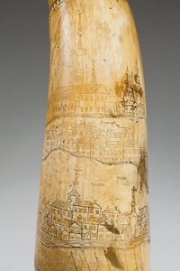 Róg prochowy, wyryty z mapą rzeki Św. Wawrzyńca na terenie Quebecu, ok. 1759 (róg) (patrz także 997377-79)