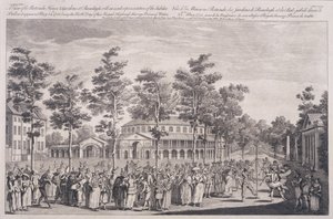 Widok rotundy, Ranelagh House, na balu z okazji urodzin JKW Księcia Walii, 24 maja 1751, grawerowane przez Parra autorstwa Canaleti