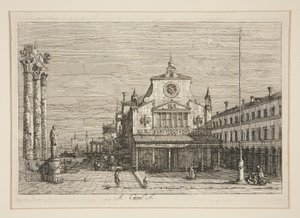 Wyimaginowany widok S. Giacomo di Rialto, z serii Vedute (Widoki) autorstwa Canaletto (Giovanni Antonio Canal)