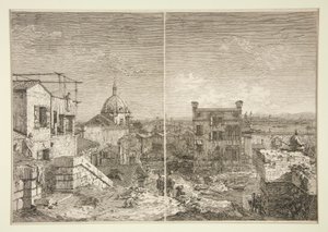 Dom z Inskrypcją [i] Dom z Perstylem z serii Weduta (Widoki) autorstwa Canaletto (Giovanni Antonio Canal)