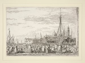 Targ na Molo z cyklu Weduta (Widoki) autorstwa Canaletto (Giovanni Antonio Canal)