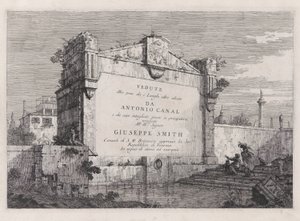Tabliczka tytułowa z serii Weduta (Widoki) autorstwa Canaletto (Giovanni Antonio Canal)