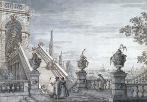 Capriccio z monumentalną klatką schodową autorstwa Canaletto
