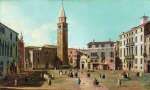 Campo SantAngelo, Wenecja, lata 30. XVIII wieku. autorstwa Giovanni Antonio Canal