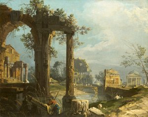 Canaletto - Widok Capriccio z ruinami 1742-44 autorstwa Canaletto
