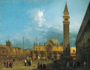Canaletto - Piazza San Marco patrząc na wschód w kierunku bazyliki i dzwonnicy ok. 1723-4 r. autorstwa Canaletto
