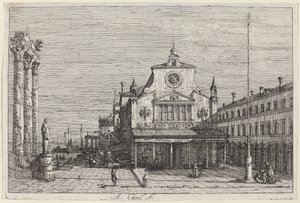 Wyimaginowany widok S. Giacomo di Rialto autorstwa Canaletto