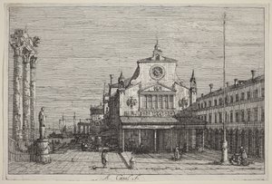 Wyobrażony widok kościoła św. Jakuba z Rialto autorstwa Canaletto