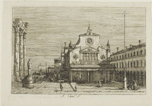 Wyimaginowany widok S. Giacomo di Rialto, z Vedute autorstwa Canaletto