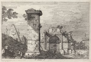 Krajobraz ze zrujnowanymi zabytkami autorstwa Canaletto