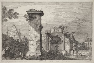Krajobraz z ruinami zabytków autorstwa Canaletto