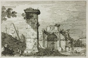 Krajobraz ze zrujnowanymi zabytkami, z Vedute autorstwa Canaletto