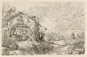 Krajobraz z kobietą przy studni autorstwa Canaletto