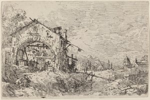 Krajobraz z kobietą przy studni autorstwa Canaletto