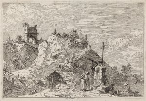 Pejzaż z modlącym się pielgrzymem, ok. godz. 17351746. autorstwa Canaletto