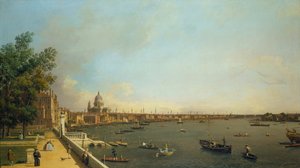 Londyn. Tamiza z tarasu Somerset House w kierunku miasta, ok. 1751 autorstwa Giovanni Antonio Canal