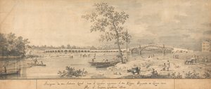 Old Walton Bridge widziany z Middlesex Shore autorstwa Canaletto