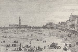 Prà della Valle: prawa połowa placu Prà della Valle w Padwie, z kol…, 1735-46. autorstwa Canaletto