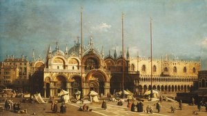 San Marco i Pałac Dożów, Wenecja, z Piazza San Marco, c.1740s autorstwa Giovanni Antonio Canal