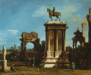 Pomnik Colleoniego w kapryśnej scenerii autorstwa Canaletto