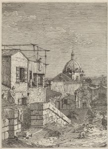 Dom z napisem [po lewej], 1741. autorstwa Canaletto