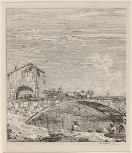 Wagon przejeżdżający przez most autorstwa Canaletto