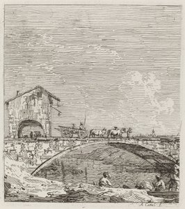 Wagon przejeżdżający przez most autorstwa Canaletto