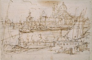 Wenecja: Dogana i S. Maria della Salute z Molo di Terranova, połowa XVIII wieku autorstwa Canaletto