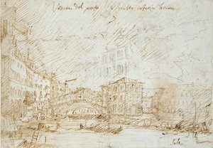 Wenecja: Ponte di Rialto, połowa XVIII wieku autorstwa Canaletto