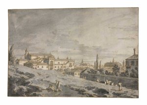 Widok Padwy spoza murów miejskich z kościołem San Francesco autorstwa Giovanni Antonio Canal