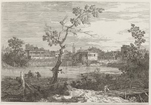 Widok miasta nad brzegiem rzeki, ok. godz. 17351746. autorstwa Canaletto