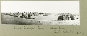 Linie transportowe wielbłądów, Khan Yunis, październik 1917 autorstwa Capt. Arthur Rhodes