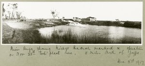 Rzeka Auja, ukazująca Khirbet Hadrah, 3 grudnia 1917